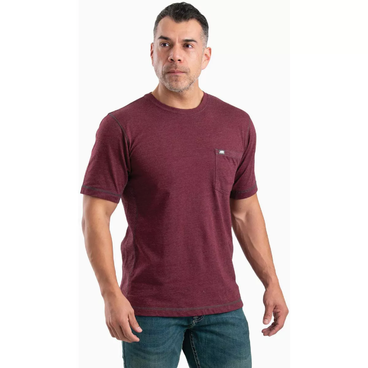 Berne Men's Large Regular Maroon WorkVent Performance Short Sleeve Pocket T-Shirt