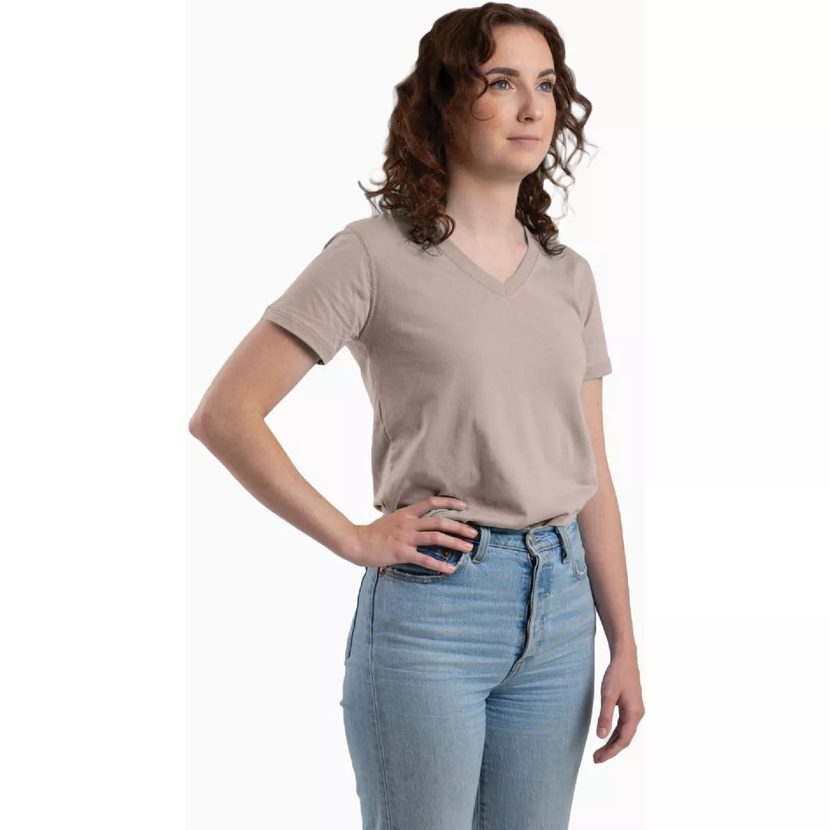 Berne Women's Large Regular Ash Grey Performance V-Neck Short Sleeve T-Shirt