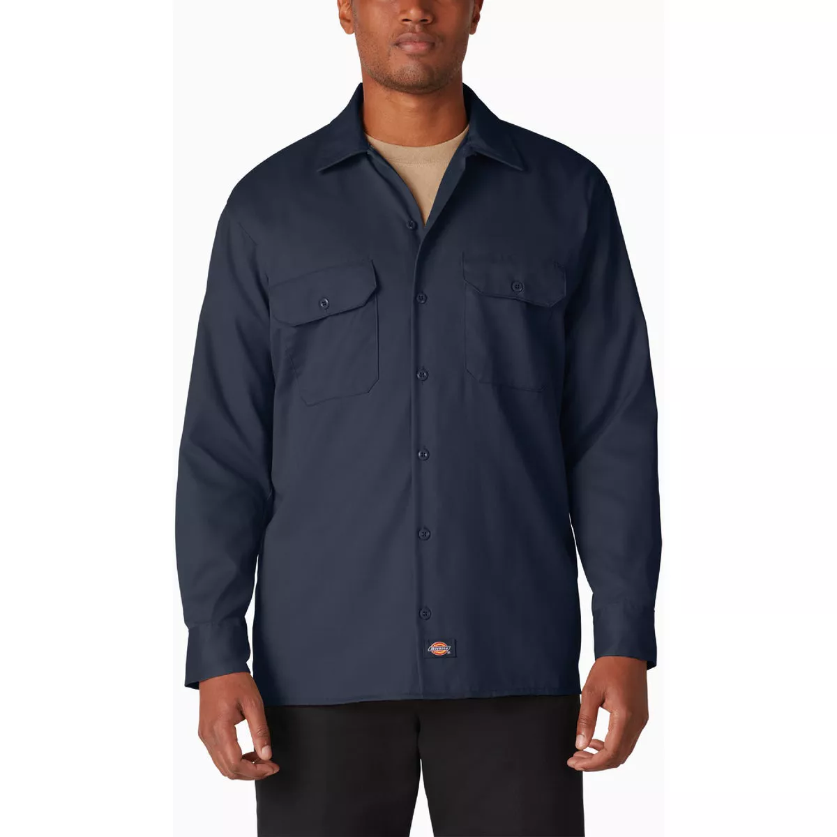 Dickies Men's XL Tall Dark Navy Long Sleeve Button-Down Work Shirt