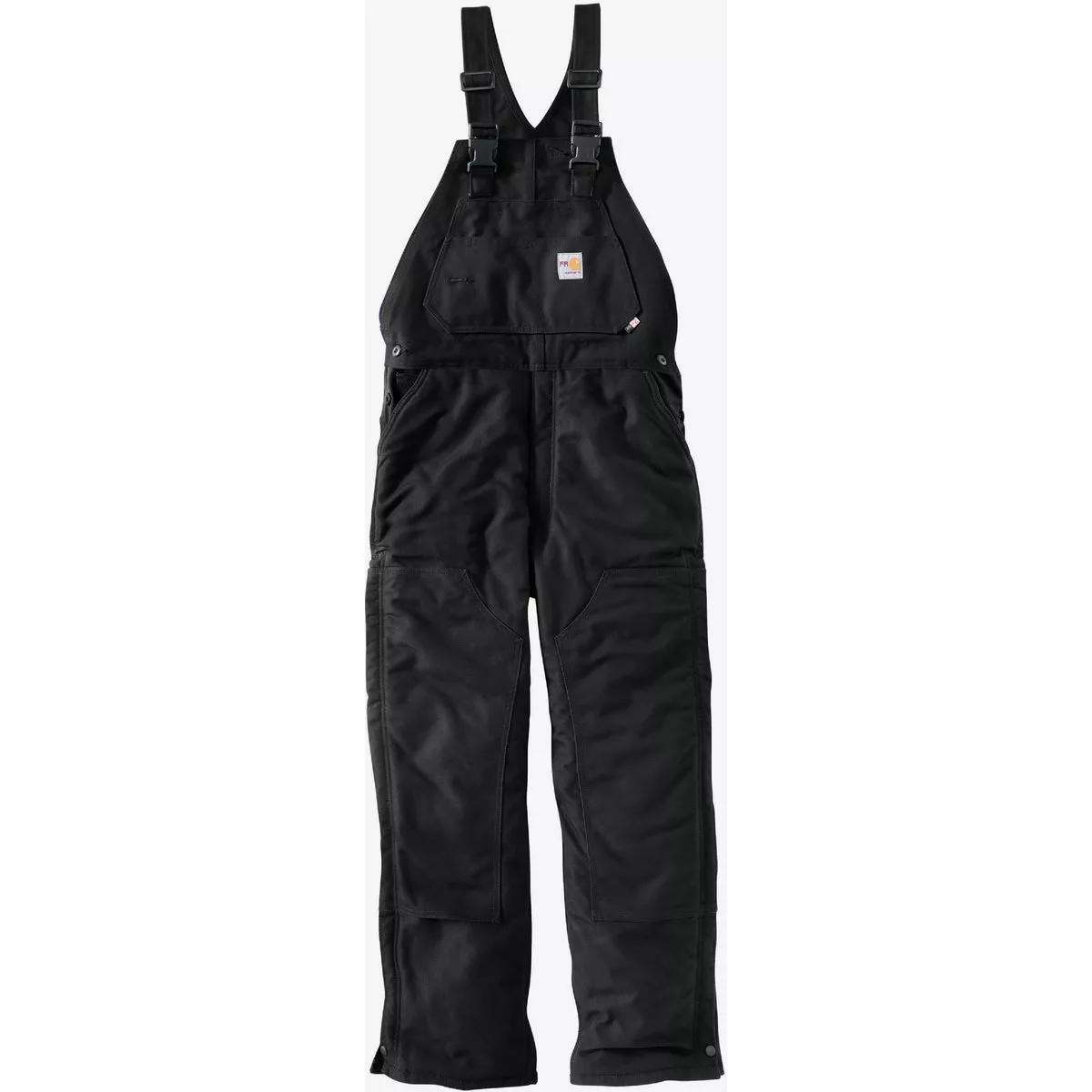 Carhartt Men's 44x32 Black Flame-Resistant Unlined Duck Bib Overalls-