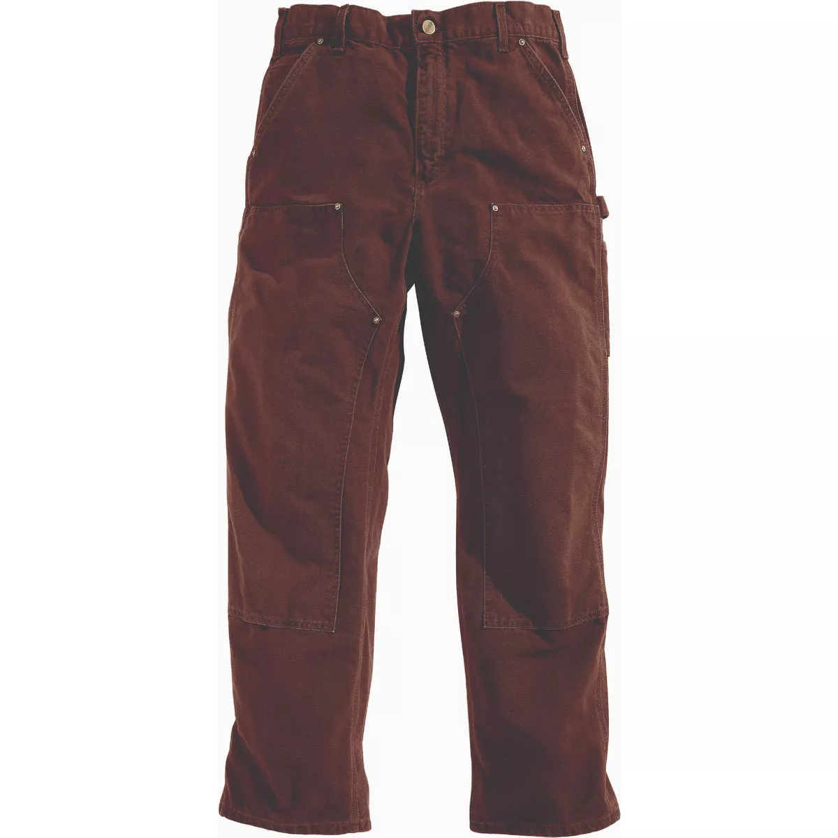 Carhartt Men's 28x32 Dark Brown Washed Duck Double-Front Utility Work Pants, Loose Fit