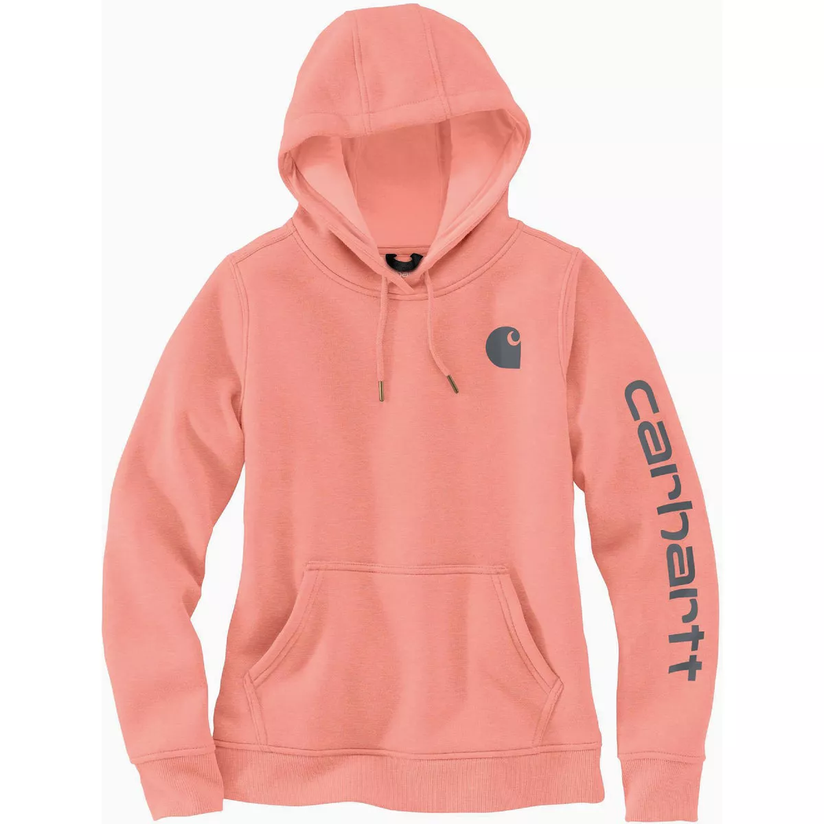 Carhartt Women's XXL Regular Hibiscus Heather Midweight Logo Sleeve Graphic Pullover Hooded Sweatshirt, Relaxed Fit