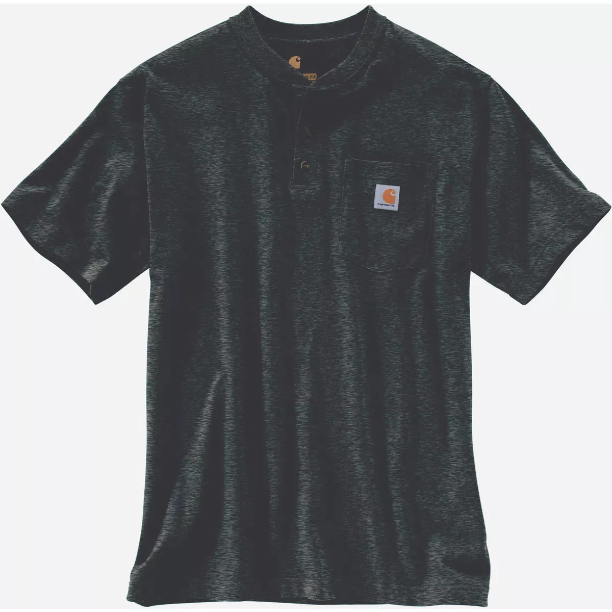 Carhartt Men's Large Tall Carbon Heather Heavyweight Short Sleeve Pocket Henley, Loose Fit
