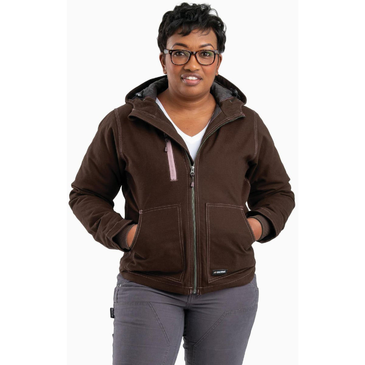 Berne Women s Medium Tall Dark Brown Softstone Duck Hooded Jacket Do it Best