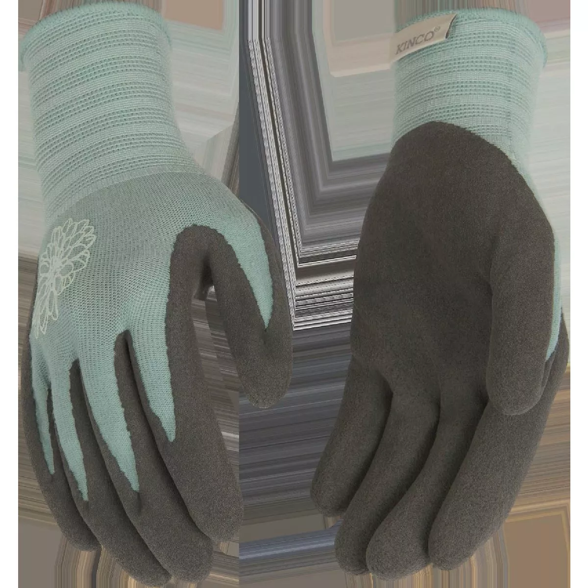 Kinco Women's Large Bamboo-Nylon Knit Shell & Sandy Foam Latex Palm Glove