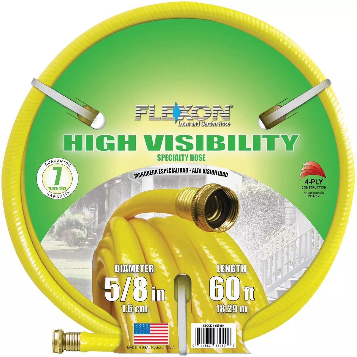 Flexon 5/8 In. Dia. x 60 Ft. L. High Visibility Yellow Garden Hose