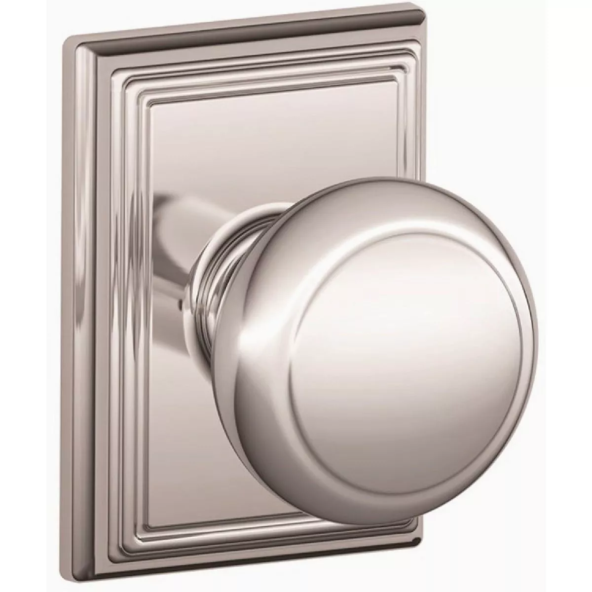 Schlage F Series Passage Function, Andover Knob, 625 Bright Chrome Finish, Addison Decorative Trim
