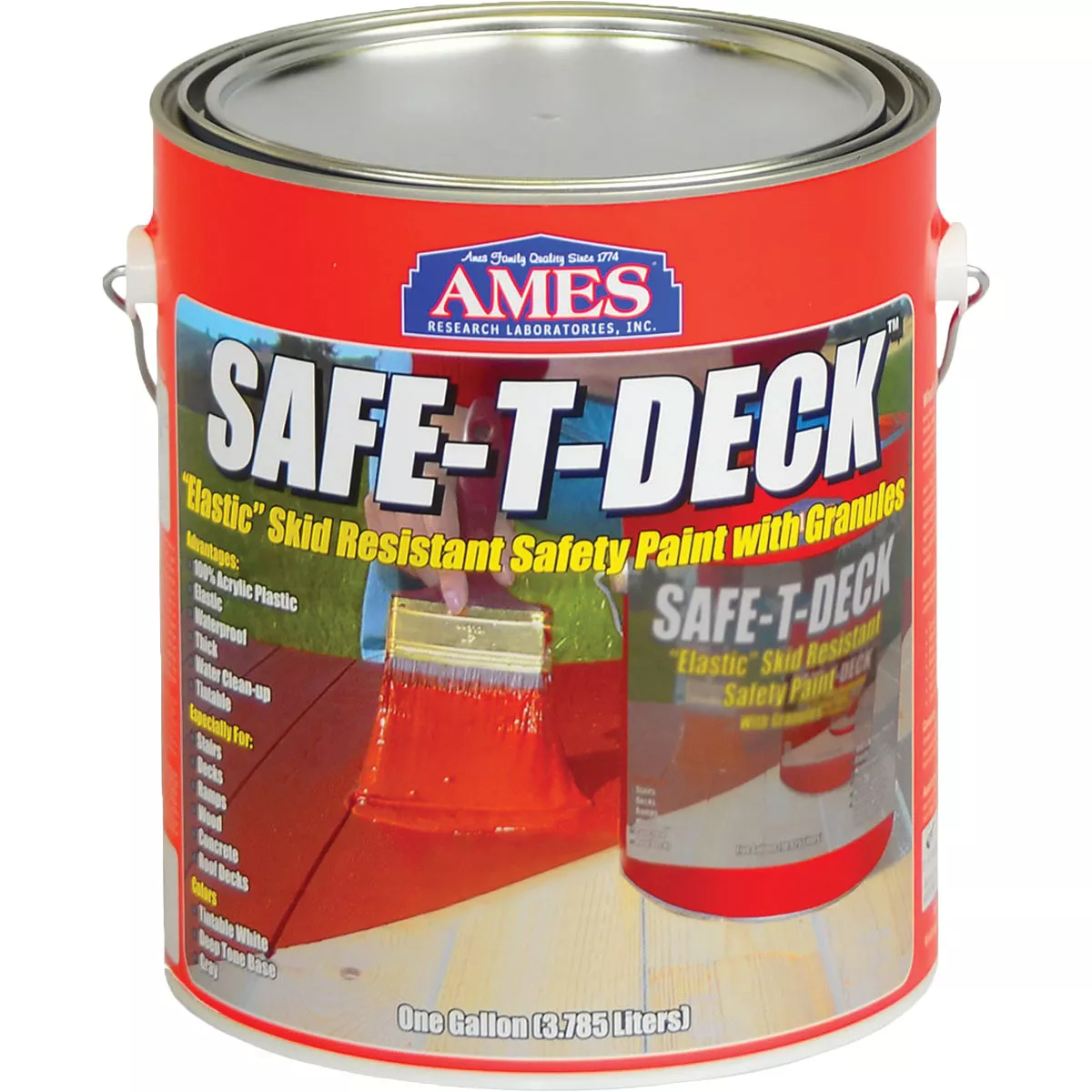 Ames Safe-T-Deck Tan Elastomeric Waterproofing Sealer Deck Paint, 1 Gal.