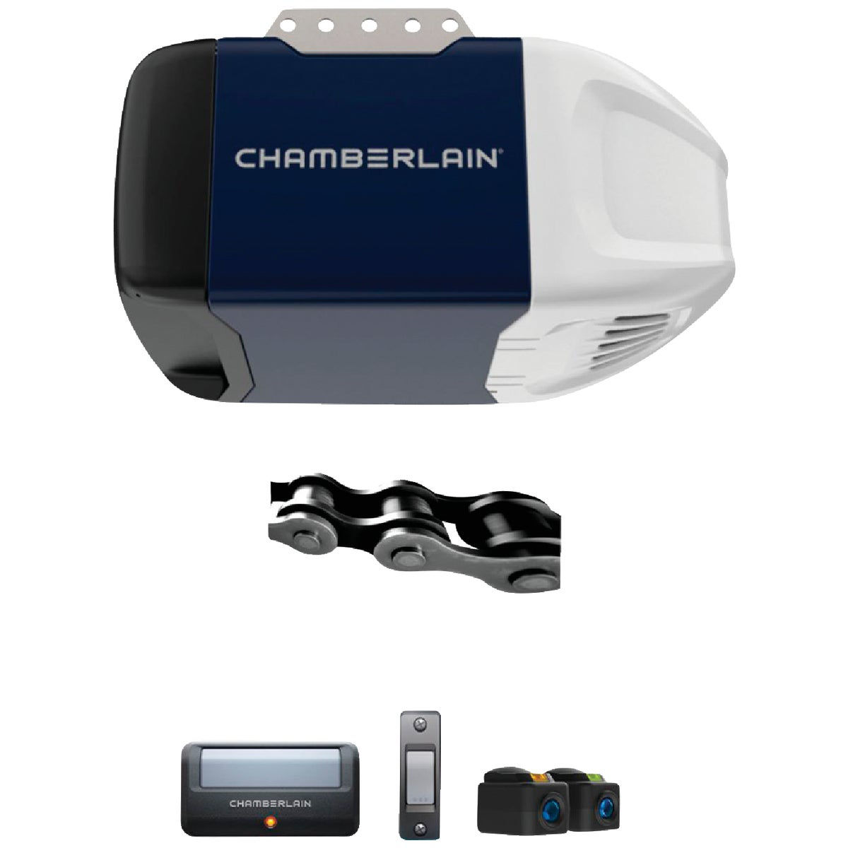 Chamberlain C2102 1/2 HP Durable Chain Drive Garage Door Opener with MED  Lifting Power