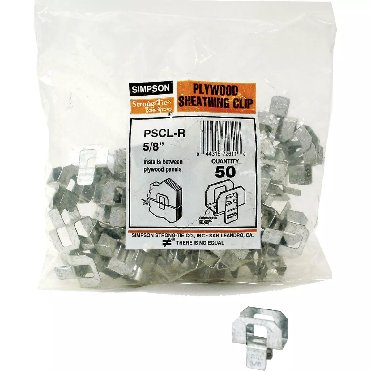 Simpson Strong-Tie 5/8 In. 20 ga Galvanized Steel Plywood Clip (50-Pack)
