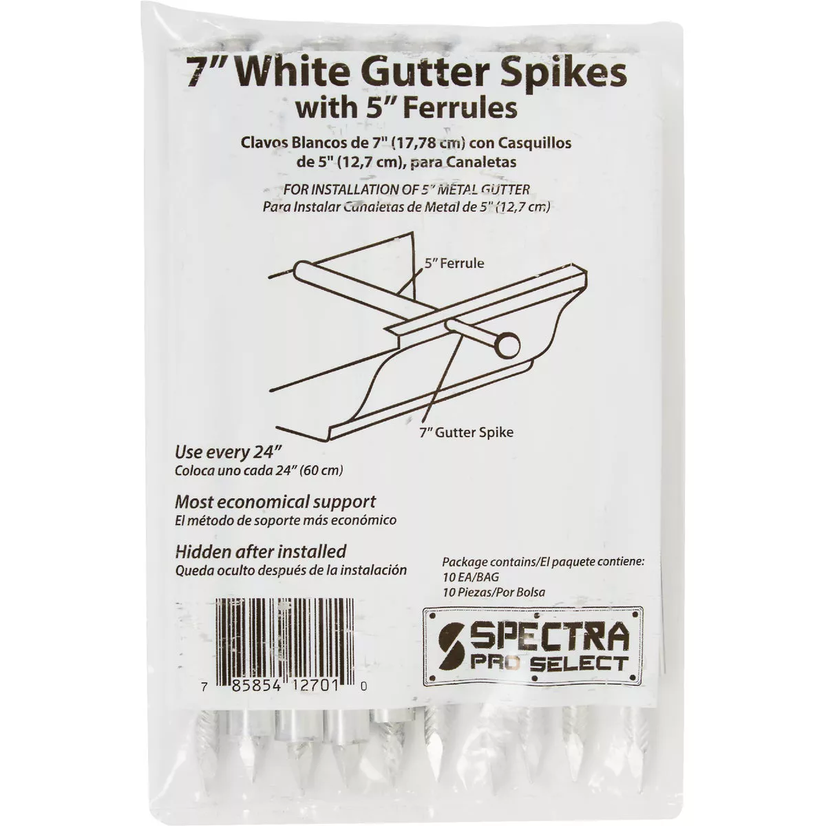 Spectra Metals 7 In. Aluminum White Gutter Spike And Ferrule, (10-Pack) - photo 2