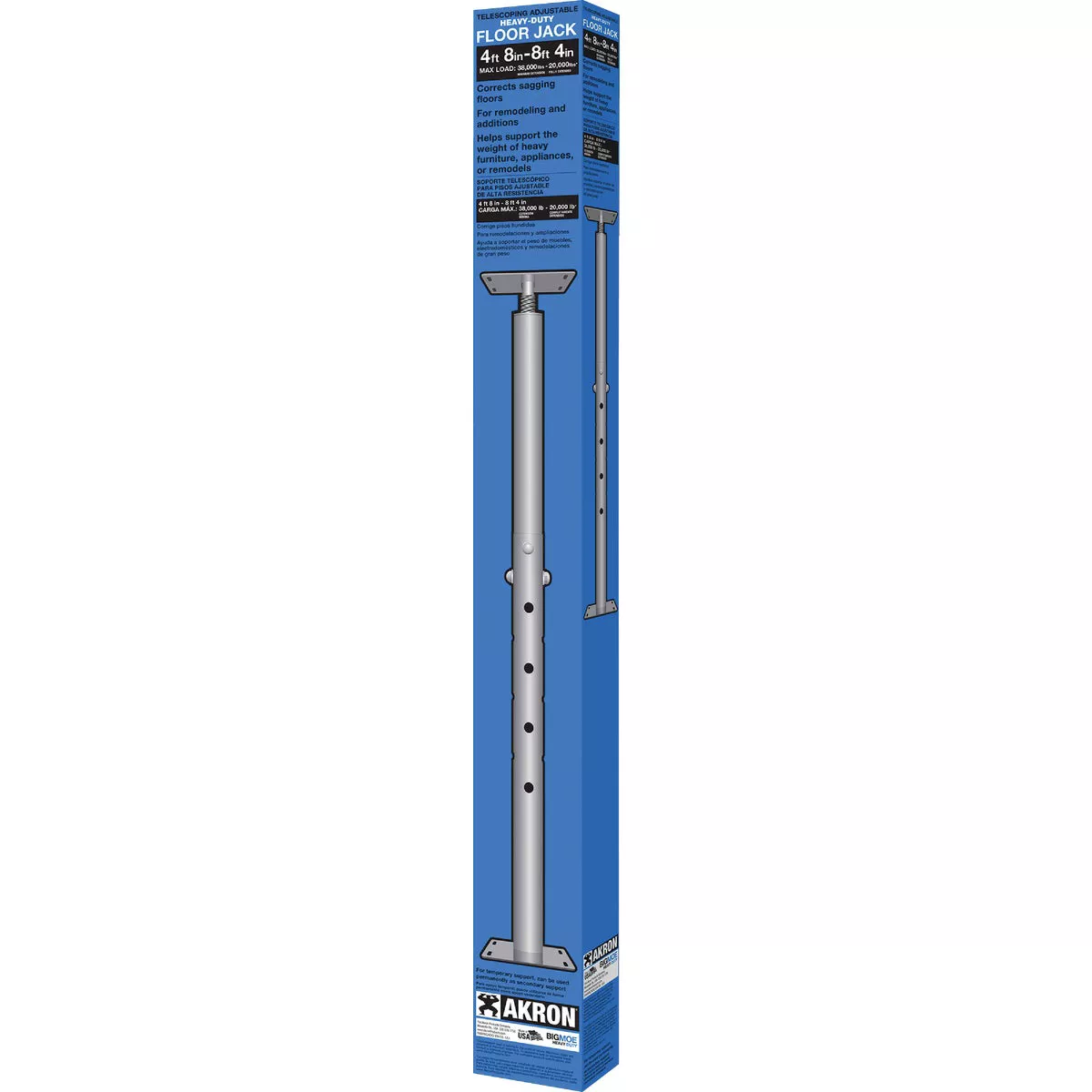 Akron Floor Jack 4 Ft. 8 In. to 8 Ft. 4 In. 38,000 Lb. Capacity Steel Floor Jack