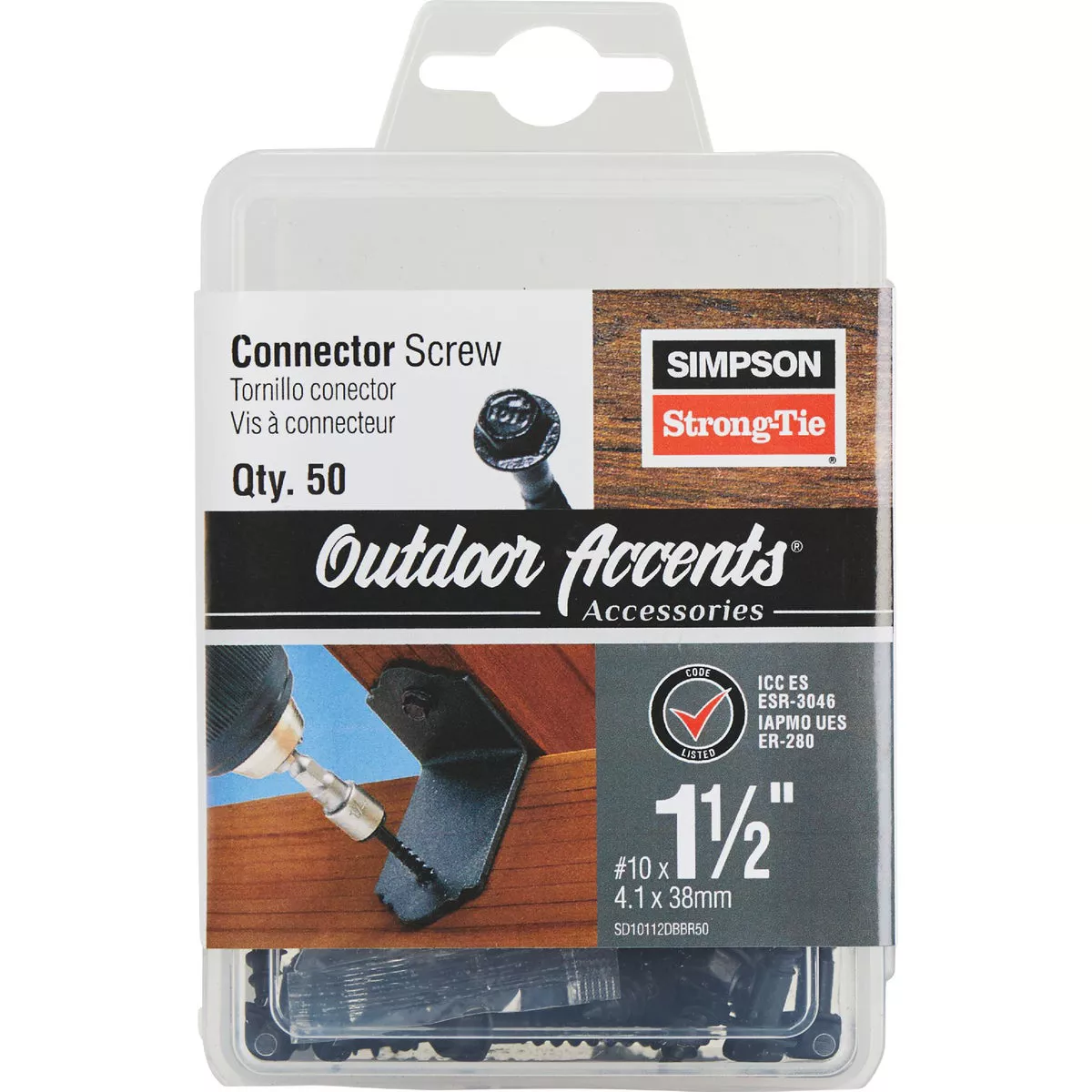 Simpson Strong-Tie Outdoor Accents #10 x 1-1/2 In. Hex-Head Black Connector Screw (50 Ct.) - photo 2