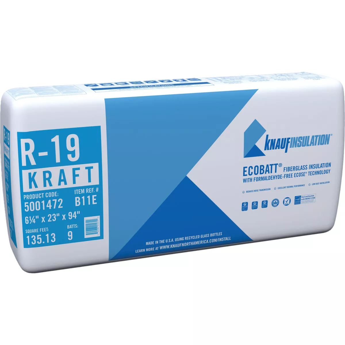 Knauf R-19 23 In. x 94 In. Kraft Faced Batt Fiberglass Insulation (9 Count)