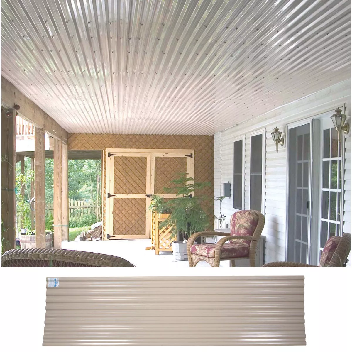 Tuftex Vinyl 26 In. x 10 Ft. Opaque Tan Square Wave Vinyl Corrugated Panels