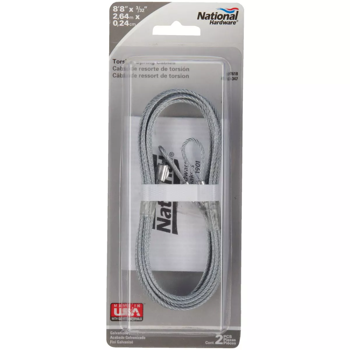 Prime-Line 3/32 In. Galvanized Carbon Steel Torsion Spring Cable - photo 2