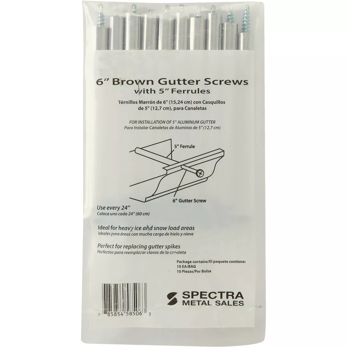 Spectra Metals 6 In. K Style Brown Gutter Screw & Ferrule, (10-Pack) - photo 2