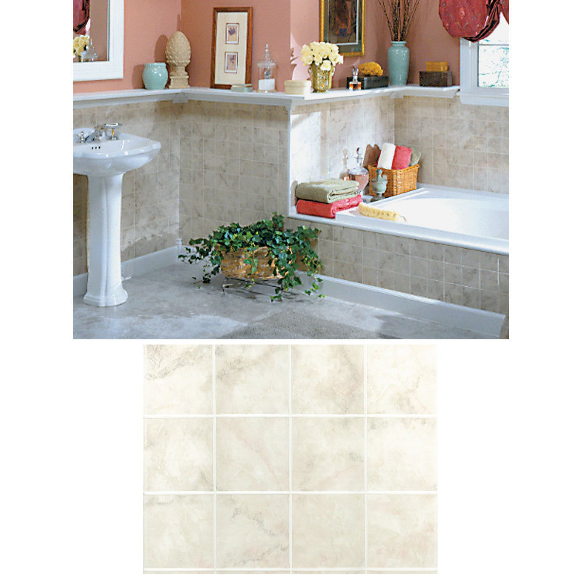 DPI AquaTile 4 Ft. x 8 Ft. x 1/8 In. Beige Milan Marble Tileboard Wall