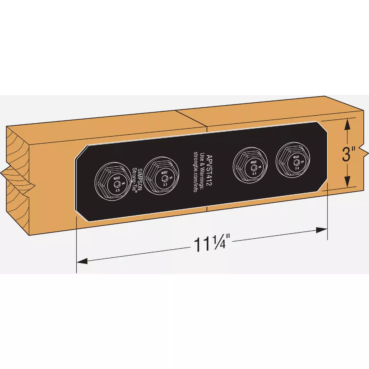 Simpson Strong-Tie Outdoor Accents Avant Collection 4x 3 In. x 11-1/4 In. ZMAX Black Powder-Coated Strap - photo 2
