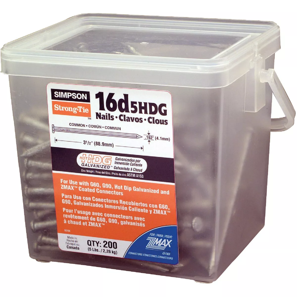 Simpson Strong-Tie 16d x 3-1/2 In. 8 ga Hot Dipped Galvanized Common Nails (200 Ct., 5 Lb.)