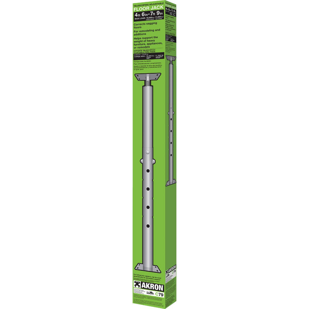 Akron Floor Jack 4 Ft. 6 In. to 7 Ft. 9 In. 11,350 Lb. Capacity Steel