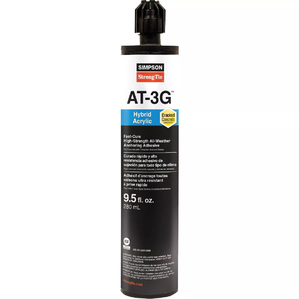 Simpson Strong-Tie 9.5 Oz. High-Strength Acrylic Anchoring Adhesive Cartridge with Nozzle