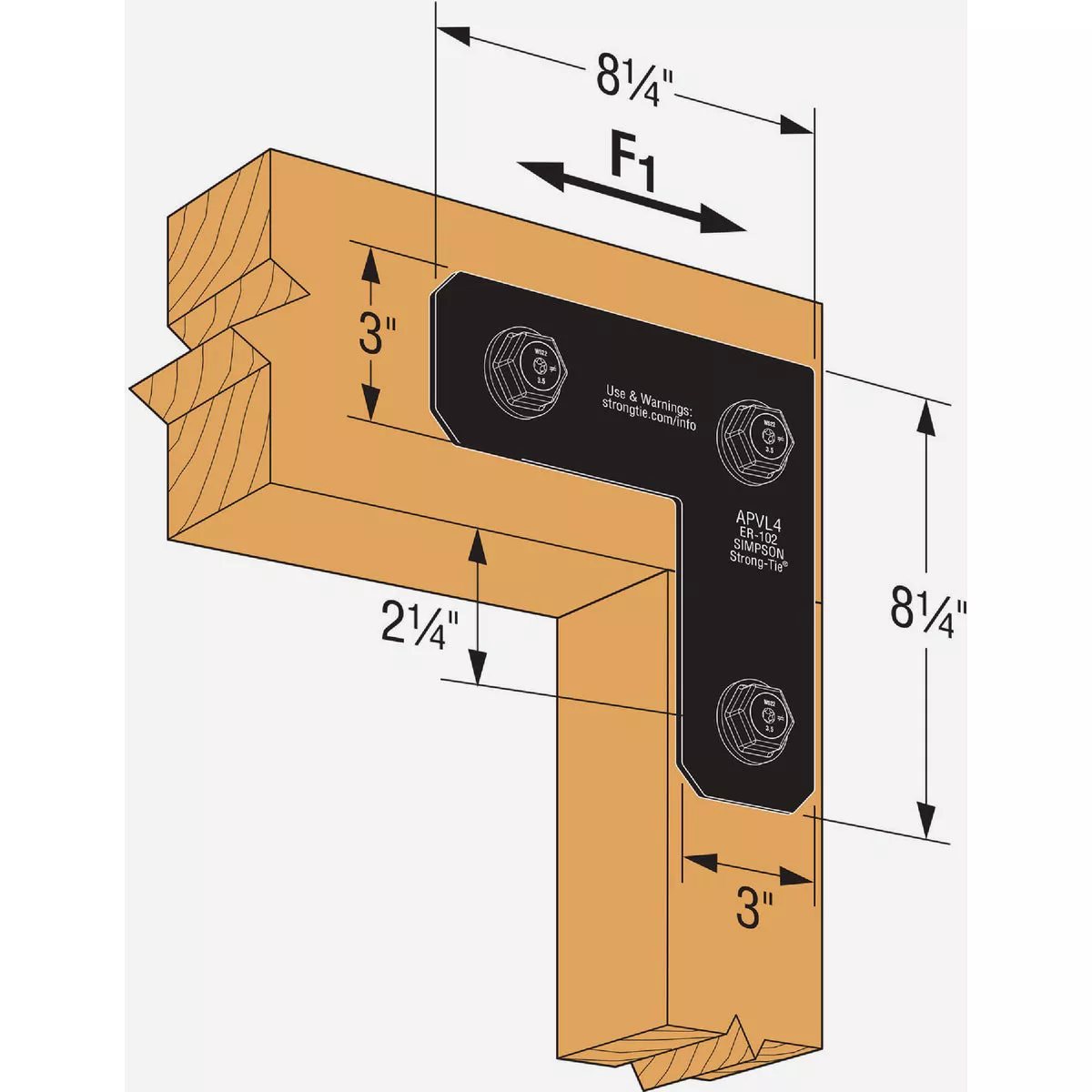 Simpson Strong-Tie Outdoor Accents Avant Collection 4 In. x 4 In. ZMAX Black Powder-Coated L Strap - photo 3