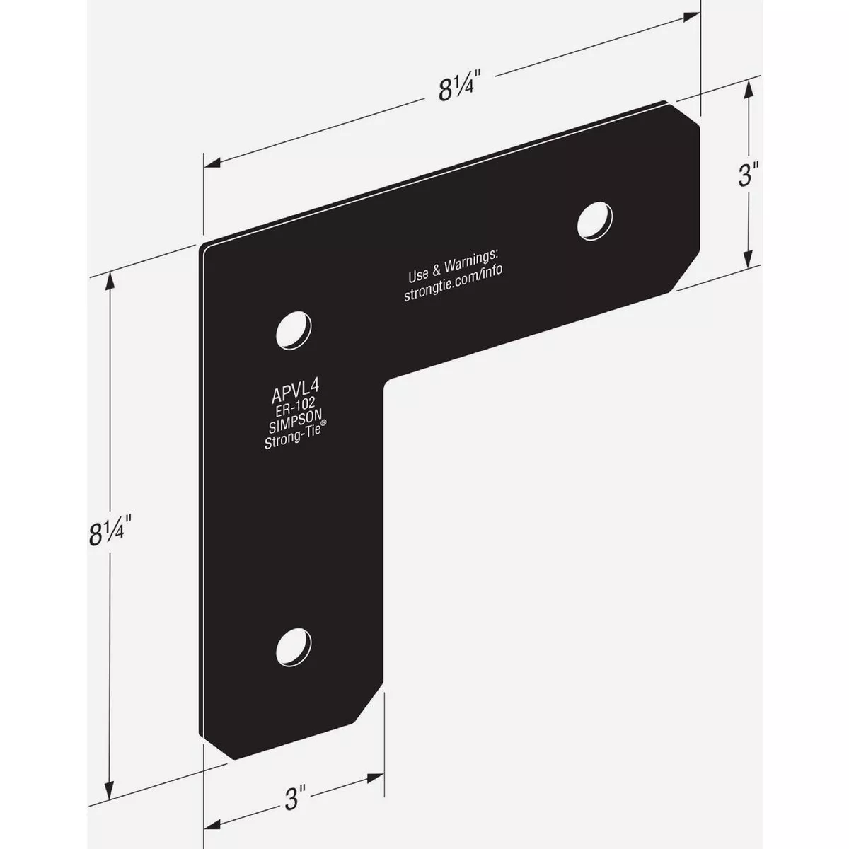 Simpson Strong-Tie Outdoor Accents Avant Collection 4 In. x 4 In. ZMAX Black Powder-Coated L Strap - photo 2