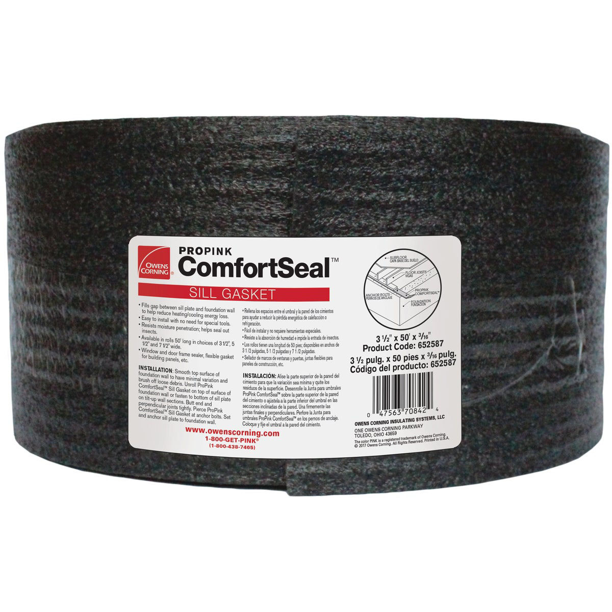 Owens Corning 3.5 In. x 50 Ft. Black Polyethylene Foam Sill Sealer | Do ...