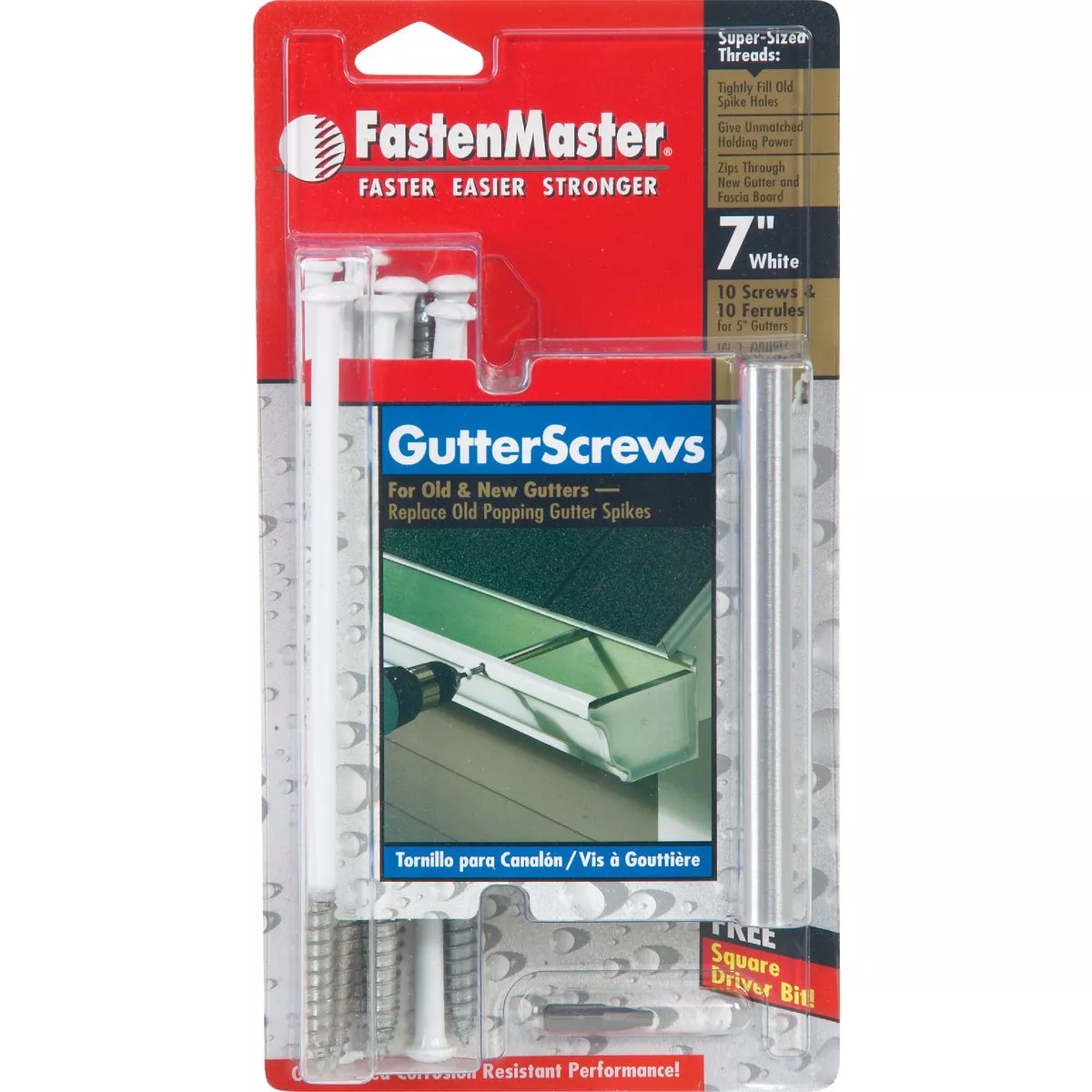 Fastenmaster 7 In. Universal White Gutter Screw & Ferrule, (10-Pack) - photo 3
