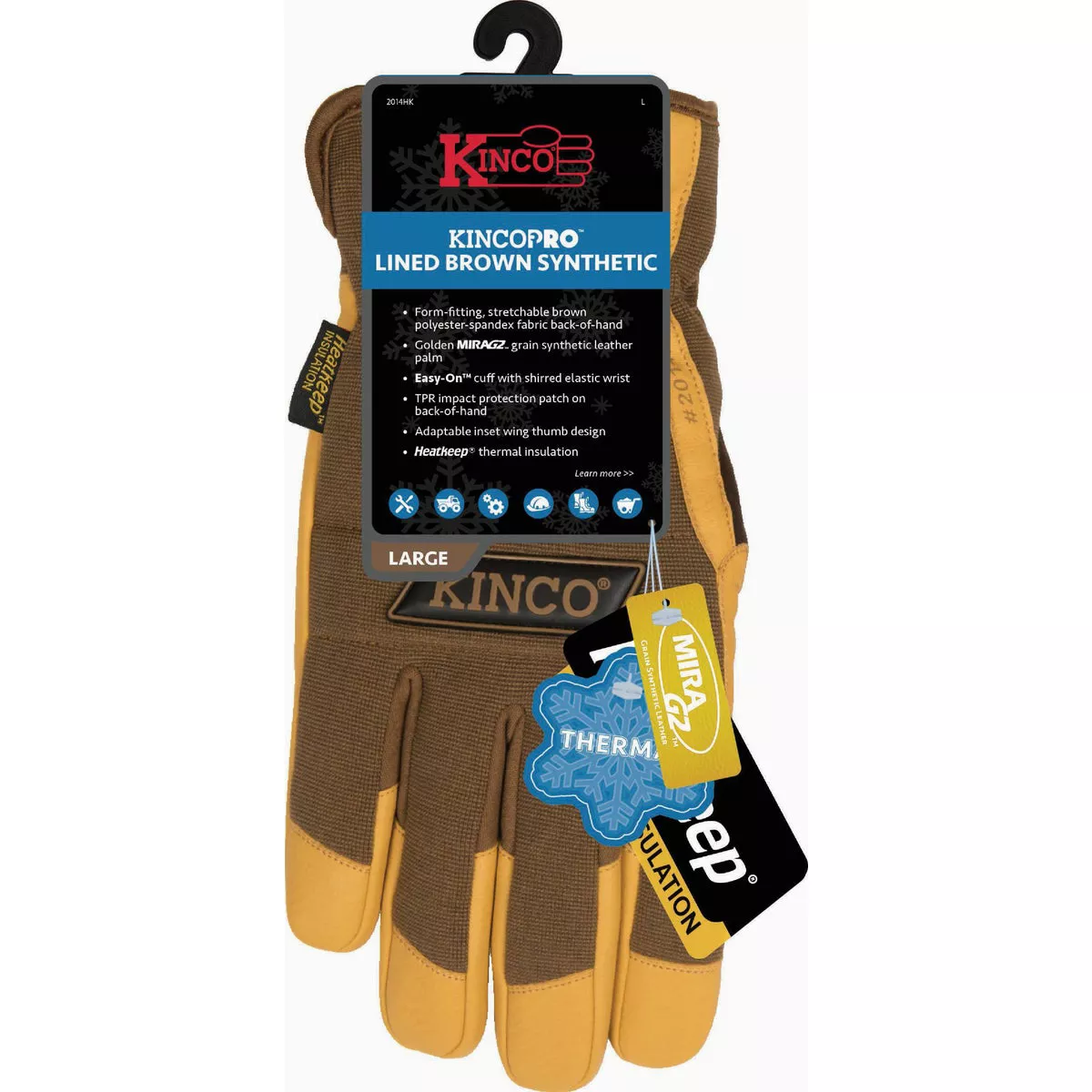 KincoPro MiraG2 Men's Medium Grain Synthetic Leather Winter Work Glove