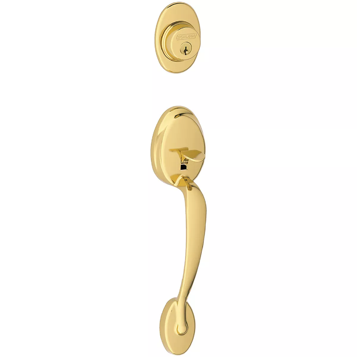 Schlage F Series Plymouth Bright Brass Outside Entry Door Handleset
