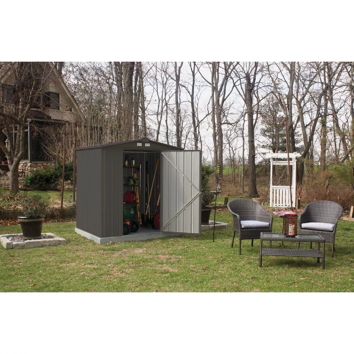 Arrow EZEE 6 Ft. x 5 Ft. Galvanized Steel Storage Shed, Charcoal - photo 3