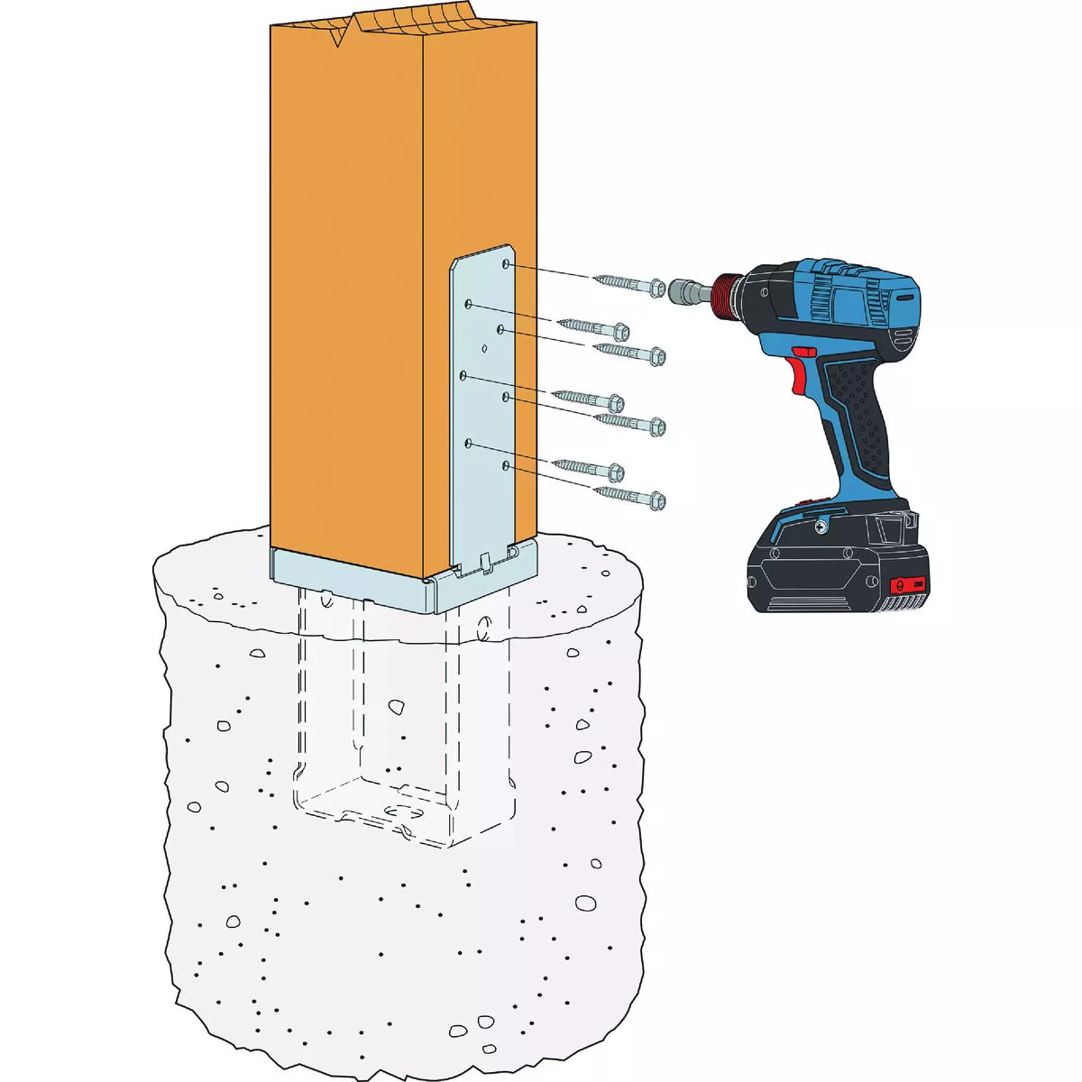 Simpson Strong-Tie 4 In. x 4 In. 12 ga Hot-Dip Galvanized Standoff Column Base with SDS Screws - photo 2