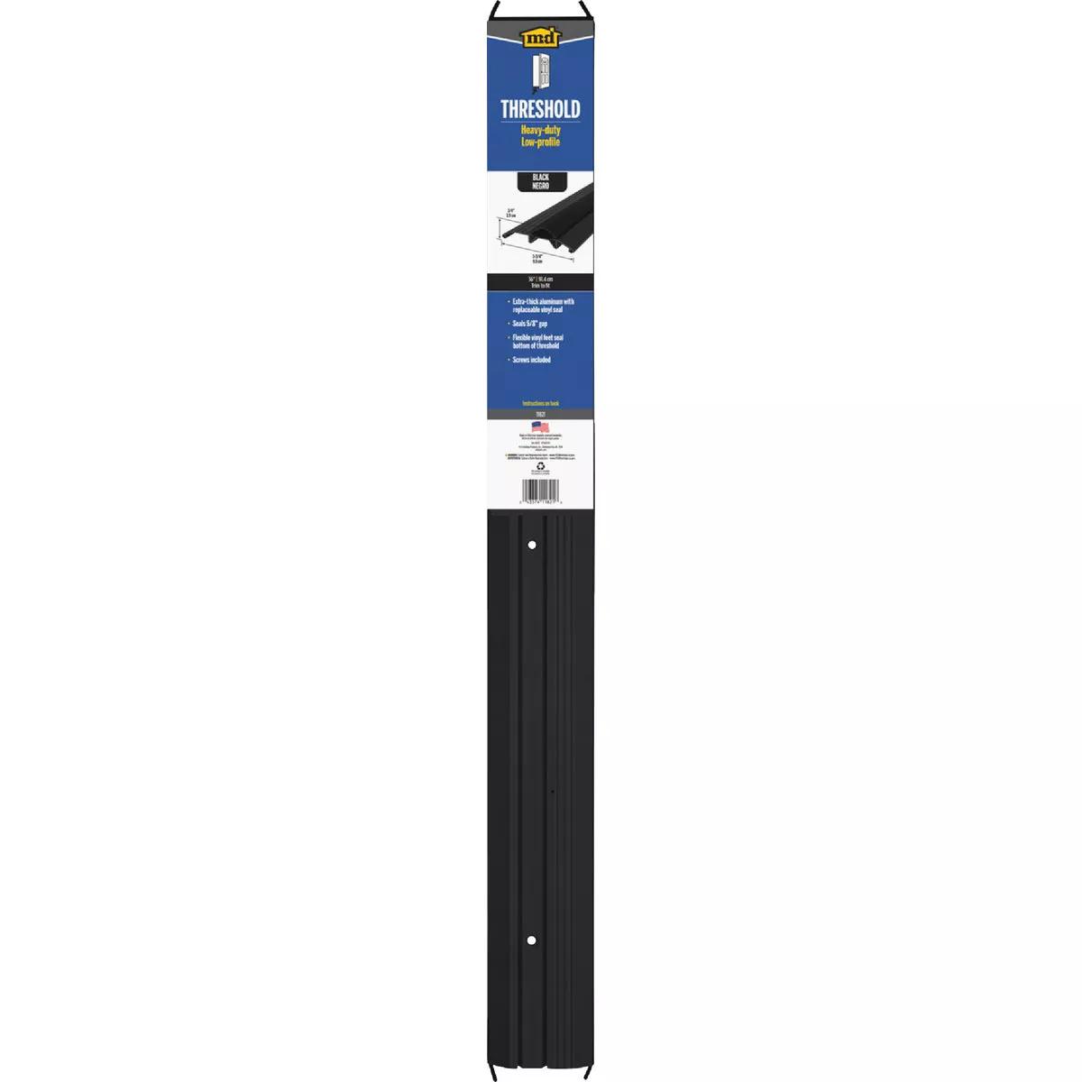 M-D Building Products 3-3/4 In. x 3/4 In. x 36 In. Black Aluminum and Vinyl Heavy-Duty Low-Profile Threshold - photo 2