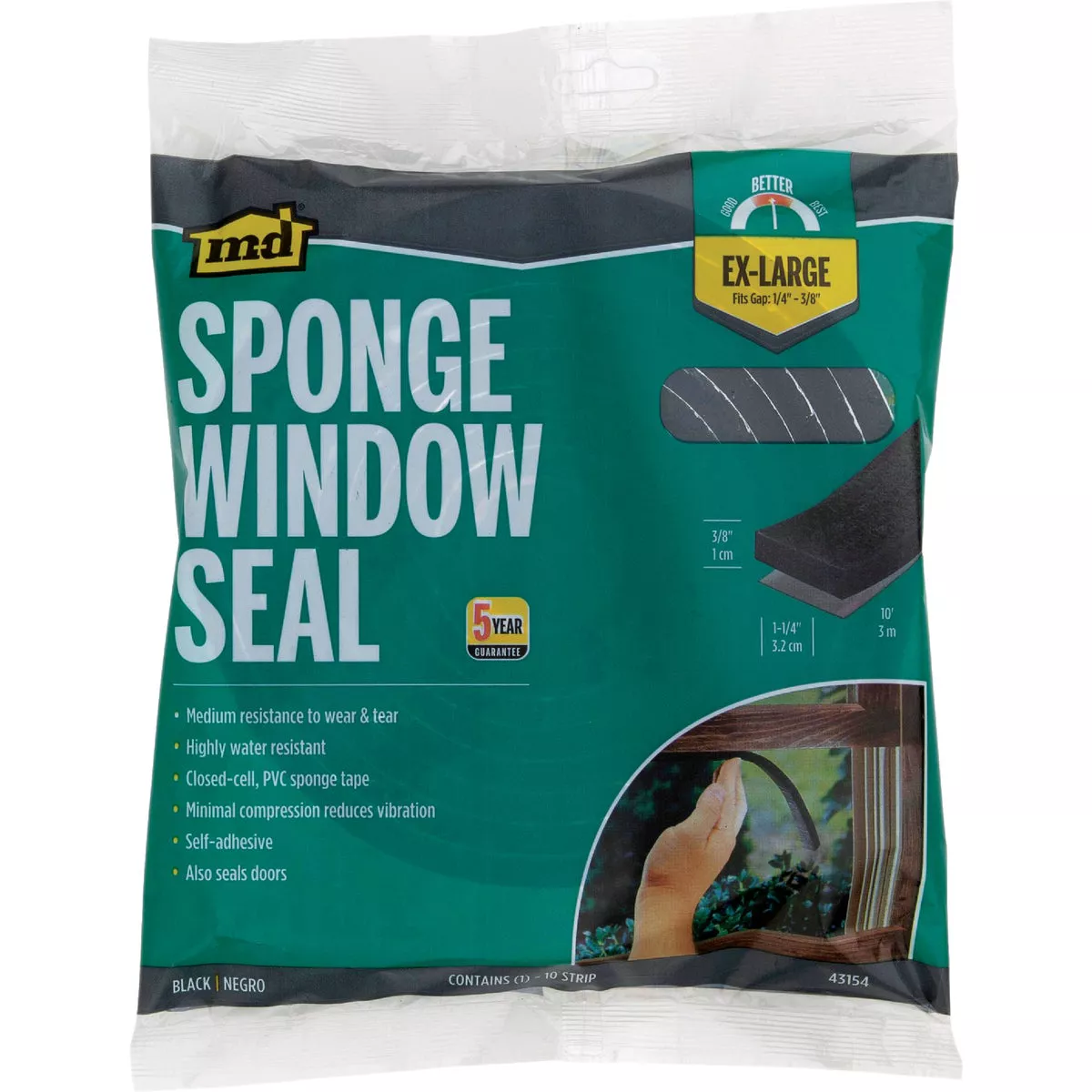 M-D Building Products 3/8 In. x 1-1/4 In. x 10 Ft. Black Sponge Window ...