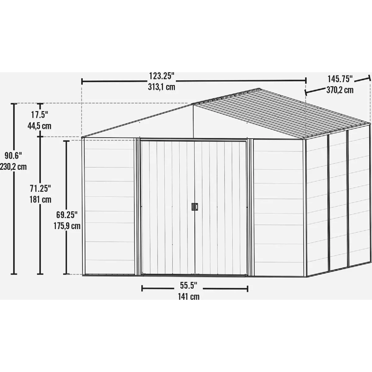 Arrow Ironwood 10 Ft. x 12 Ft. Galvanized Steel Hybrid Shed Kit, Anthracite - photo 3