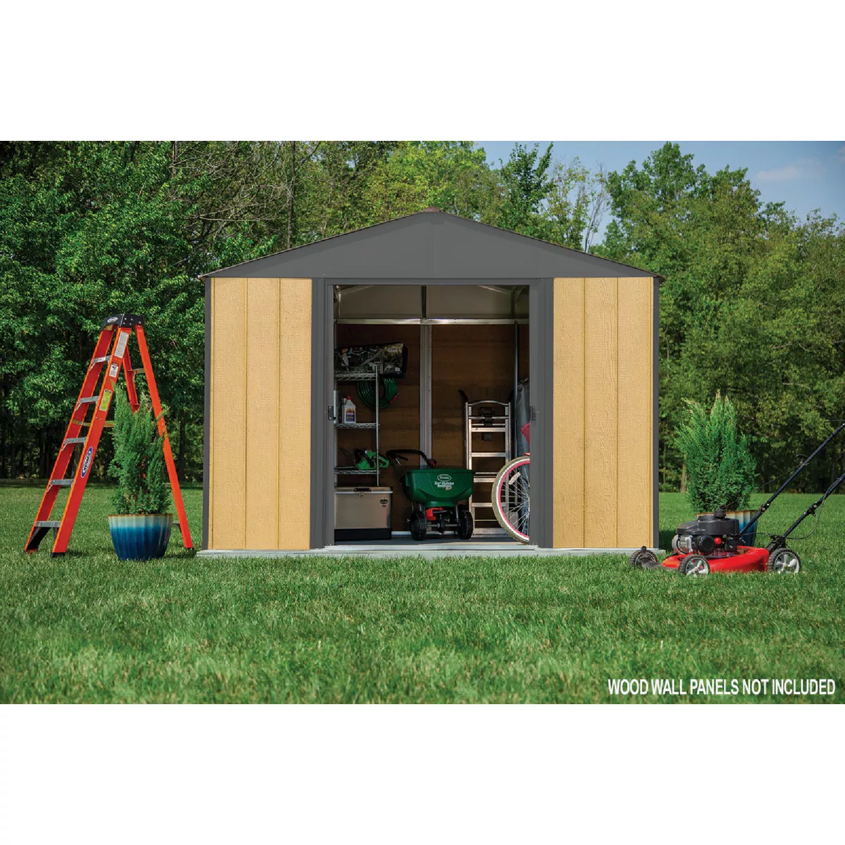 Arrow Ironwood 10 Ft. x 12 Ft. Galvanized Steel Hybrid Shed Kit, Anthracite - photo 5