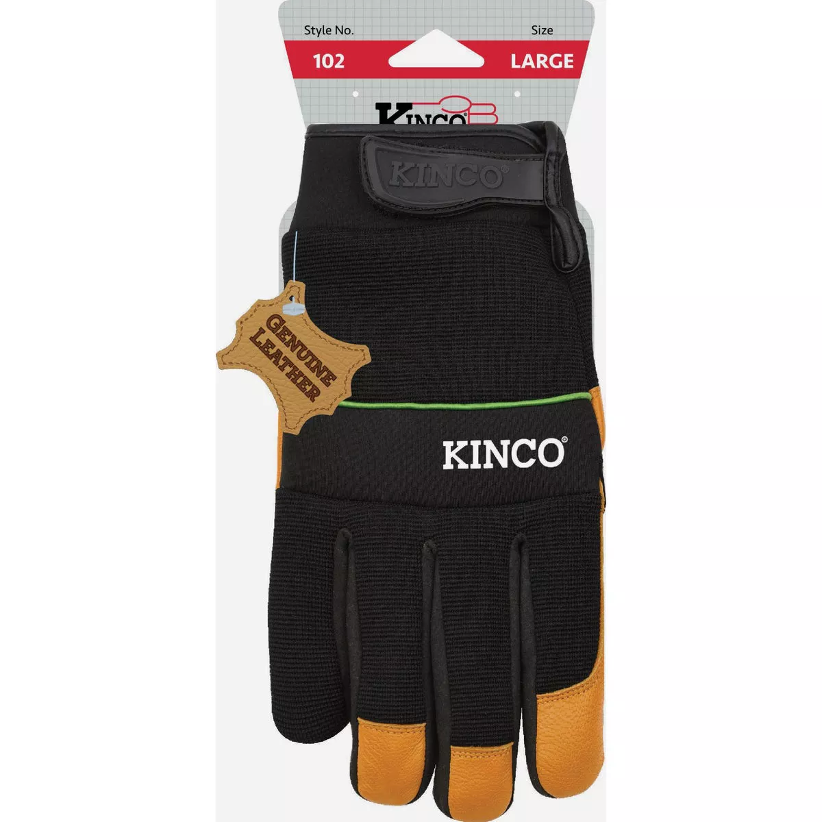 KincoPro Men's Large Premium Grain Goatskin & Synthetic Hybrid Work Glove with Pull-Strap-