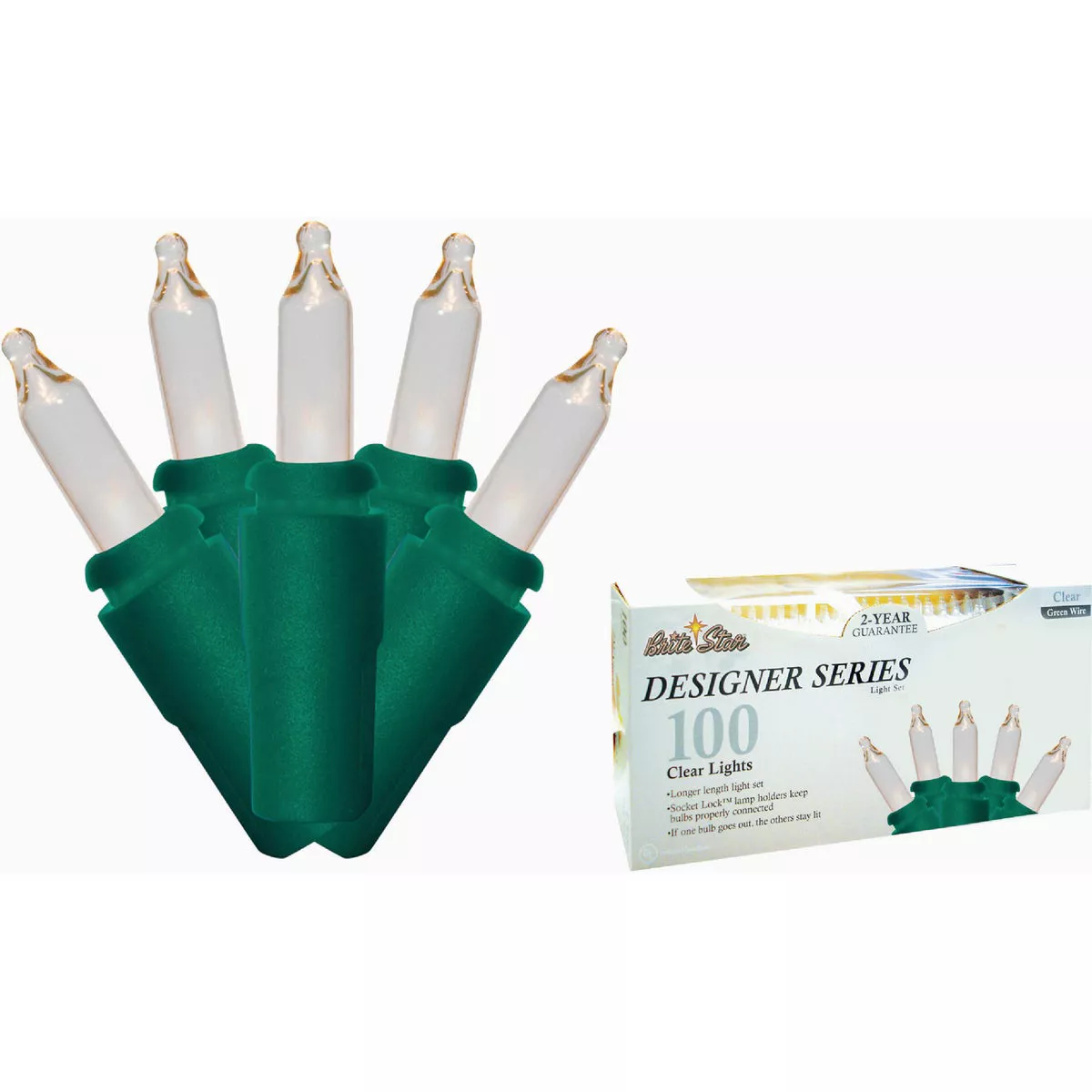 Brite Star Designer Series Clear 100-Bulb Mini Incandescent Sting Light Set with Green Wire