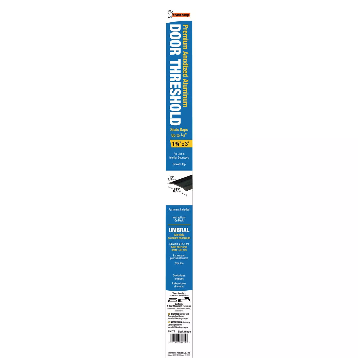 Frost King 36 In. x 1-3/4 In. x 1/8 In. Black Aluminum Threshold