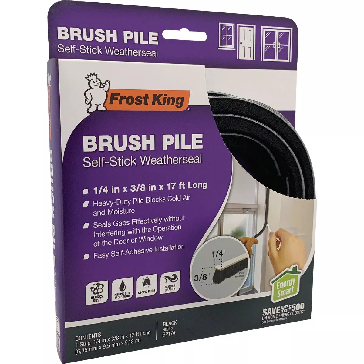 Frost King 1/4 In. x 3/8 In. x 17 Ft. Brush Pile Self-Stick Weatherseal - photo 4