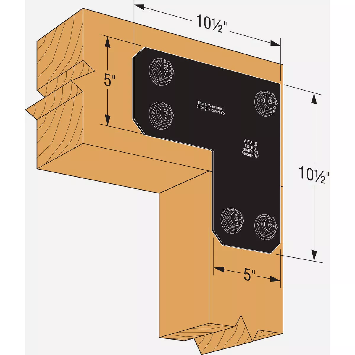 Simpson Strong-Tie Outdoor Accents Avant Collection 6 In. x 6 In. ZMAX Black Powder-Coated L Strap - photo 3