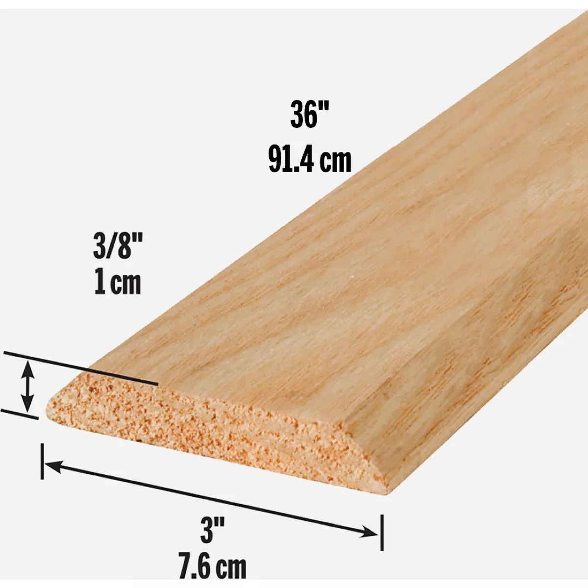 M-D Building Products 3 In. x 3/8 In. x 36 In. Natural Hardwood Flat-Profile Threshold for Doorways - photo 4