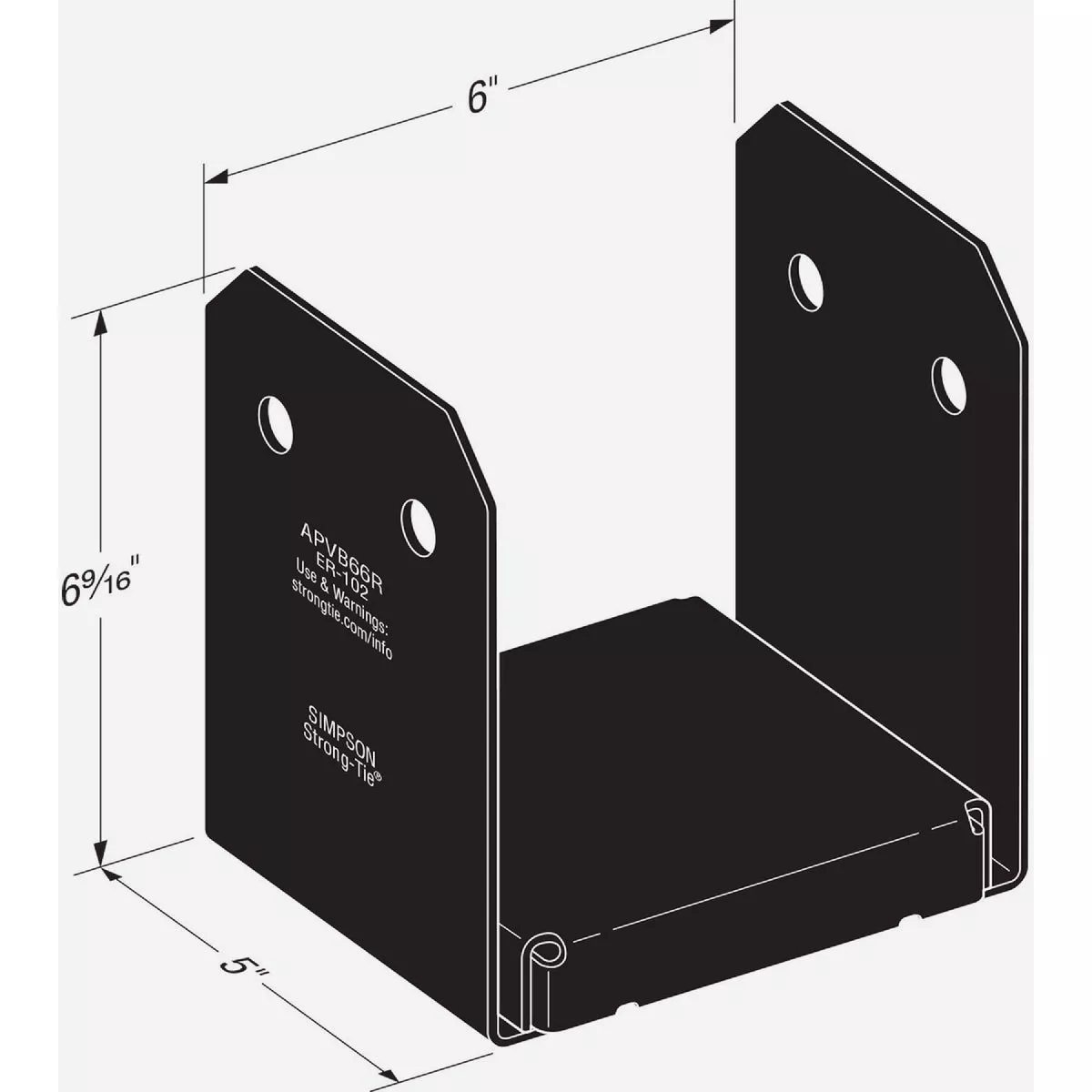 Simpson Strong-Tie Outdoor Accents Avant Collection ZMAX 6X6 Black Rough Post Base - photo 3