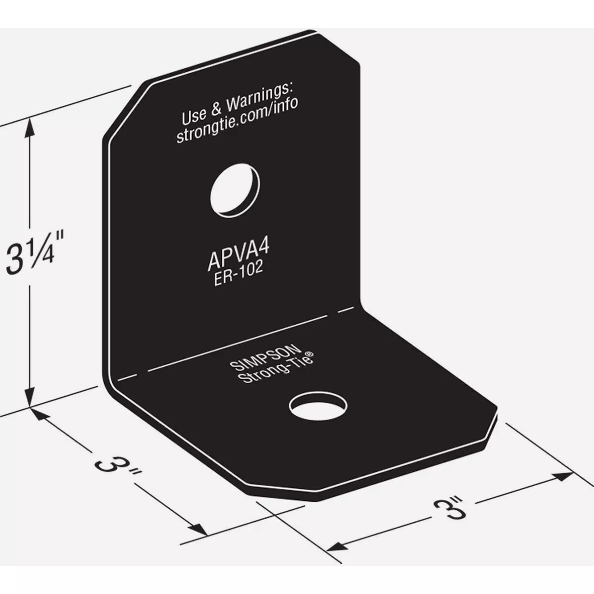 Simpson Strong-Tie Outdoor Accents Avant Collection ZMAX Black Powder-Coated 4 x 90 Deg. 12 Ga. Framing Angle - photo 2