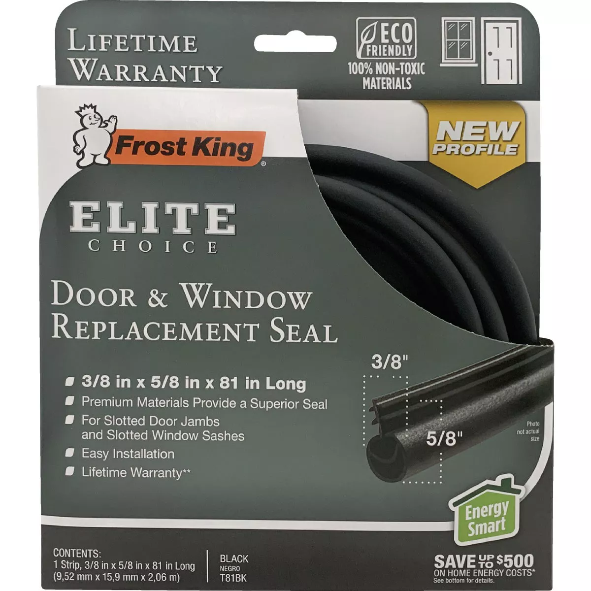 Frost King 3/8 In. x 5/8 In. x 81 In. Black Door & Window Replacement Seal - photo 2