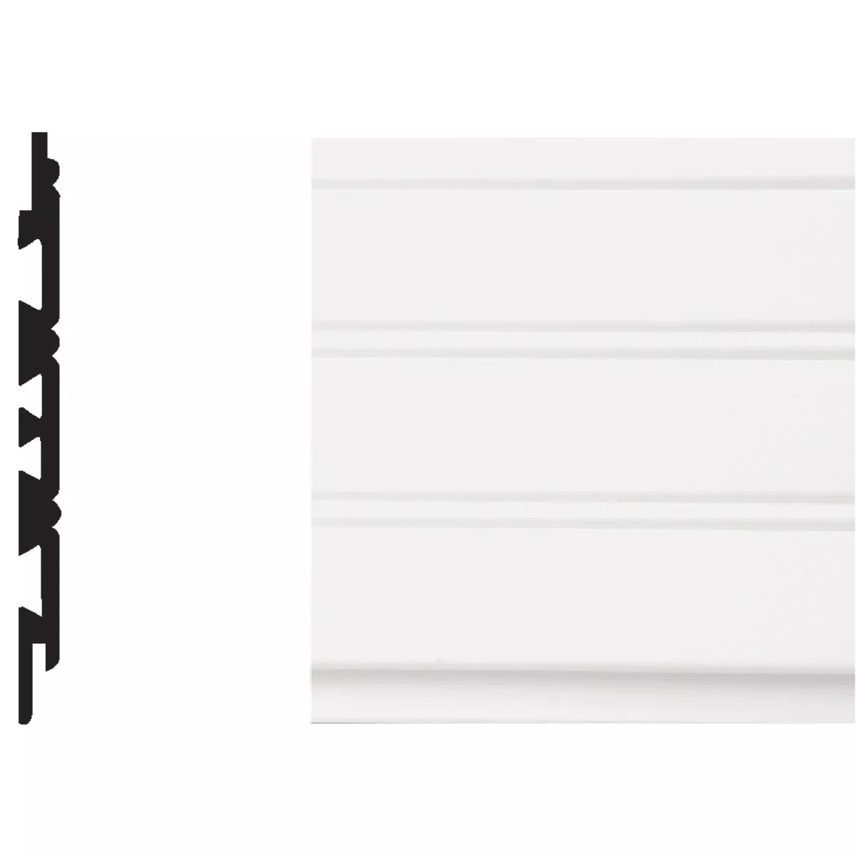 Royal 3/8 In. W. x 5-5/32 In. H. x 8 Ft. L. White PVC Wainscot Plank