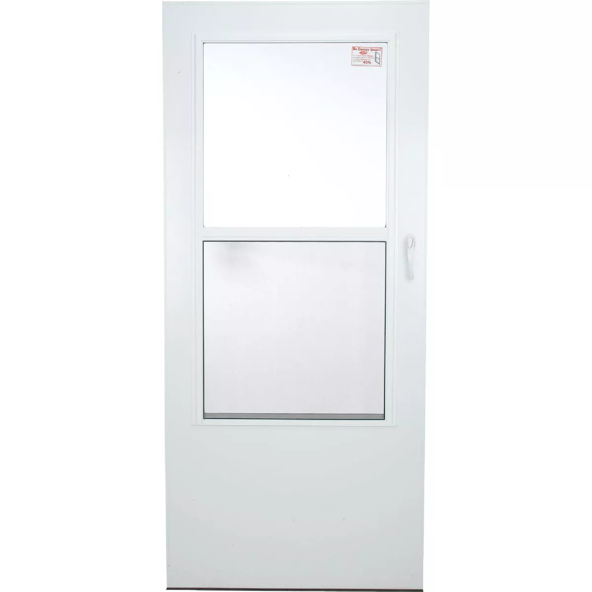 Larson Value-Core 36 In. W x 80 In. H x 1 In. Thick White Self-Storing Aluminum Storm Door