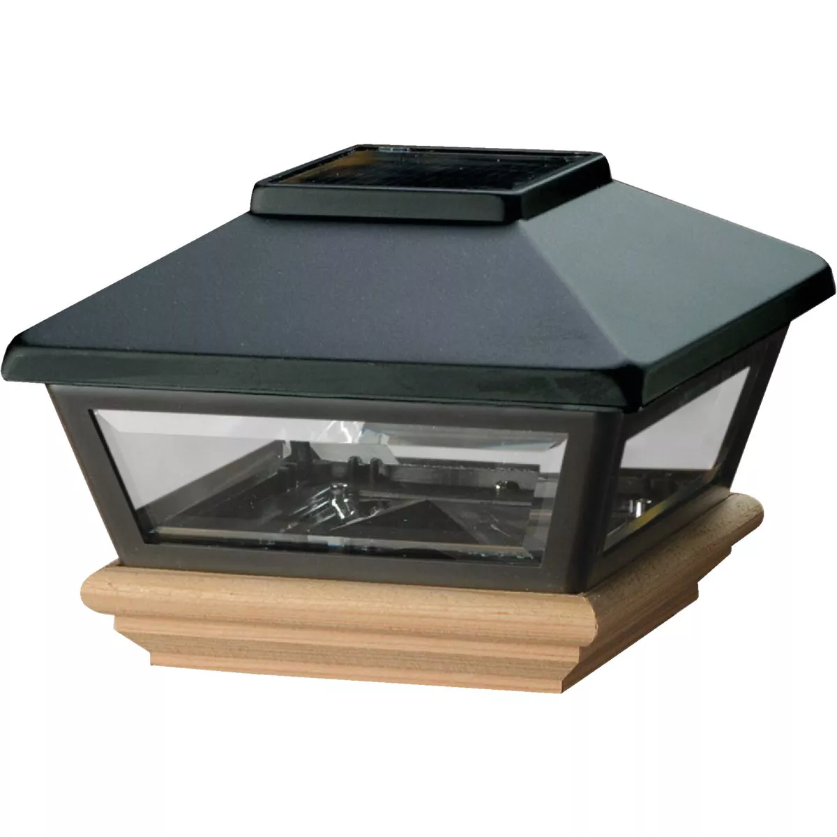 Deckorators 4 In. x 4 In. Black Solar Post Cap with Cedar Base - photo 2